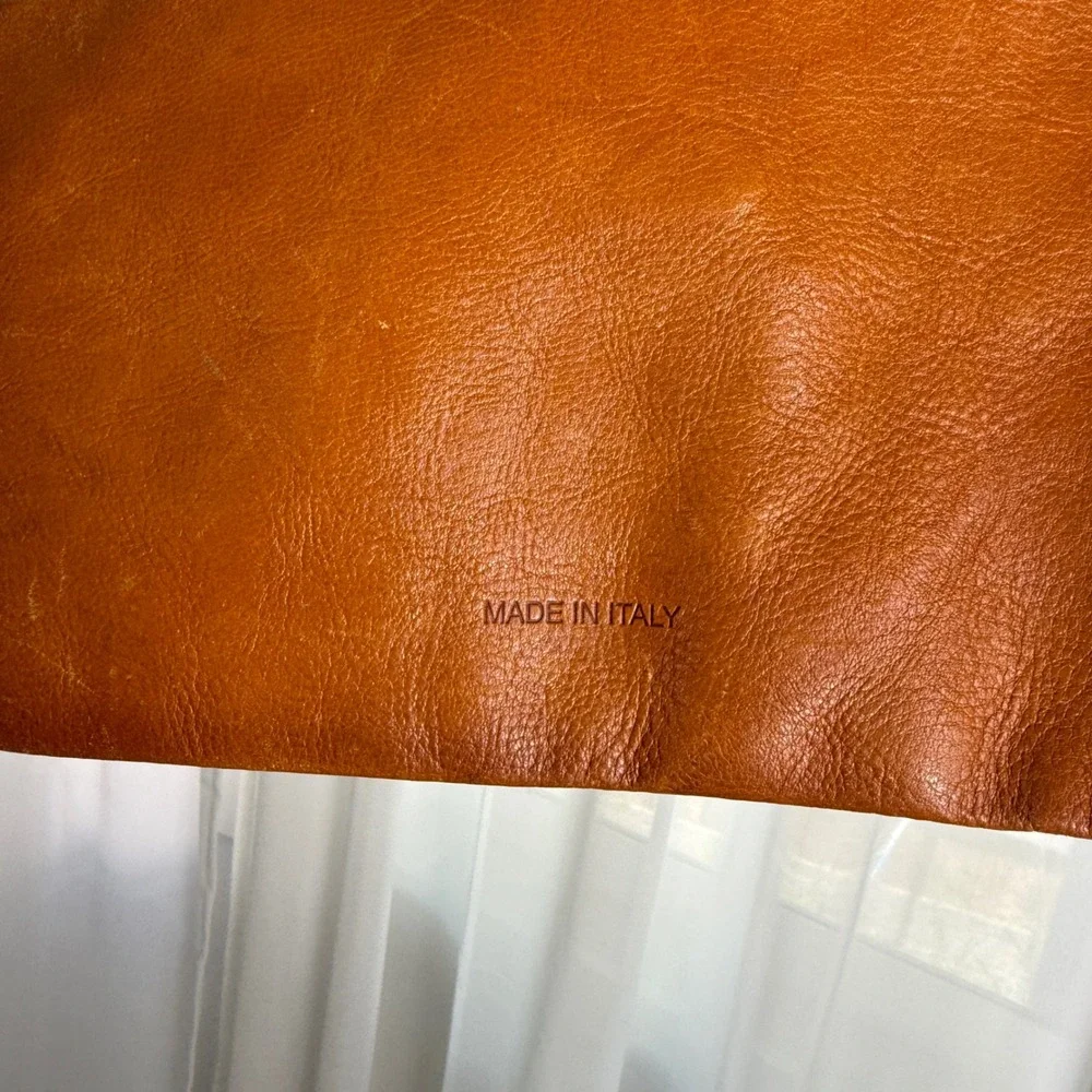 Pratesi Firenze Italian Leather Studded Pouch Bag Cognac Made in Italy - Picture 2 of 12